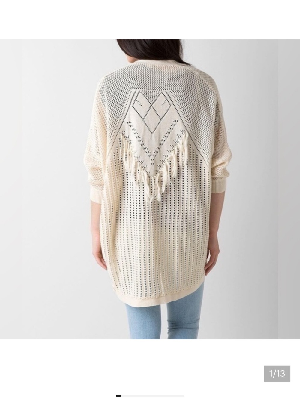 Rip Curl | Cream Desperado Bohemian Open Weave Fringe Flyaway Cardigan Size S